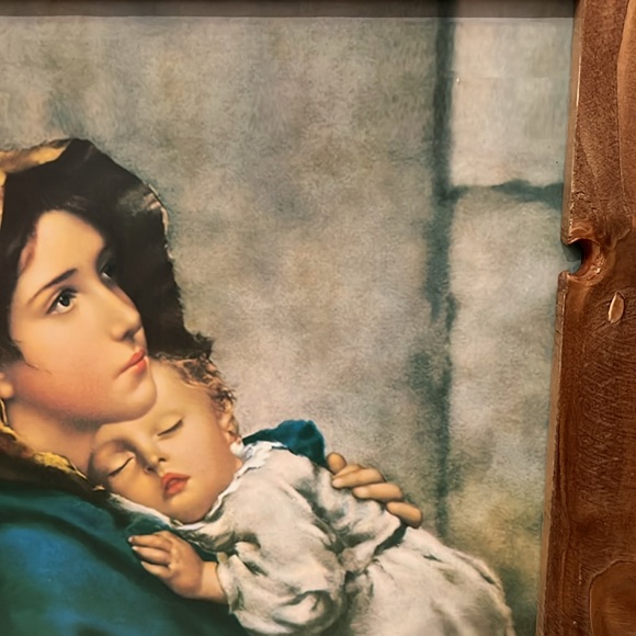 Vtg Madonna Of The Streets Roberto Ferruzzi Wood Framed Print 20.5”Hx14.5”W - Picture 5 of 8